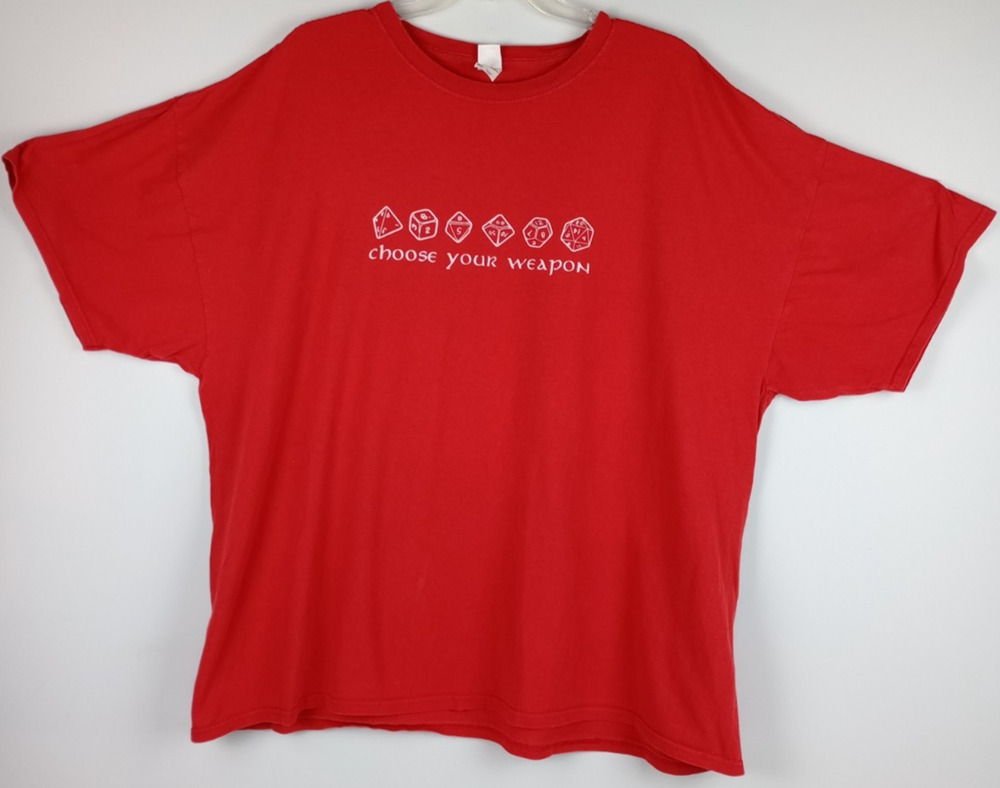 Fruit of the Loom Mens 3XL Red Choose Your Weapon Polyhedral Dice Graphic Tshirt